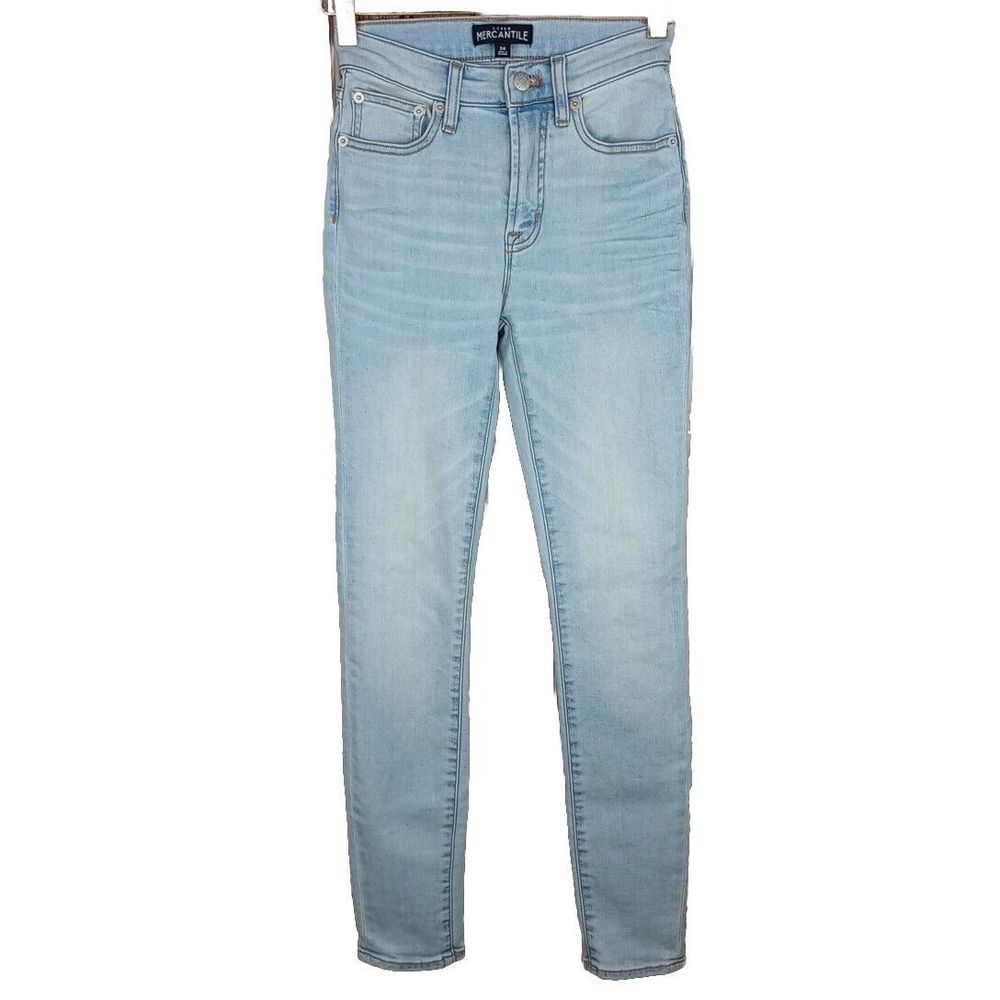 J. Crew Mercantile Skinny Denim Jeans Womens Size 24 Light Blue Mid Rise Whisker